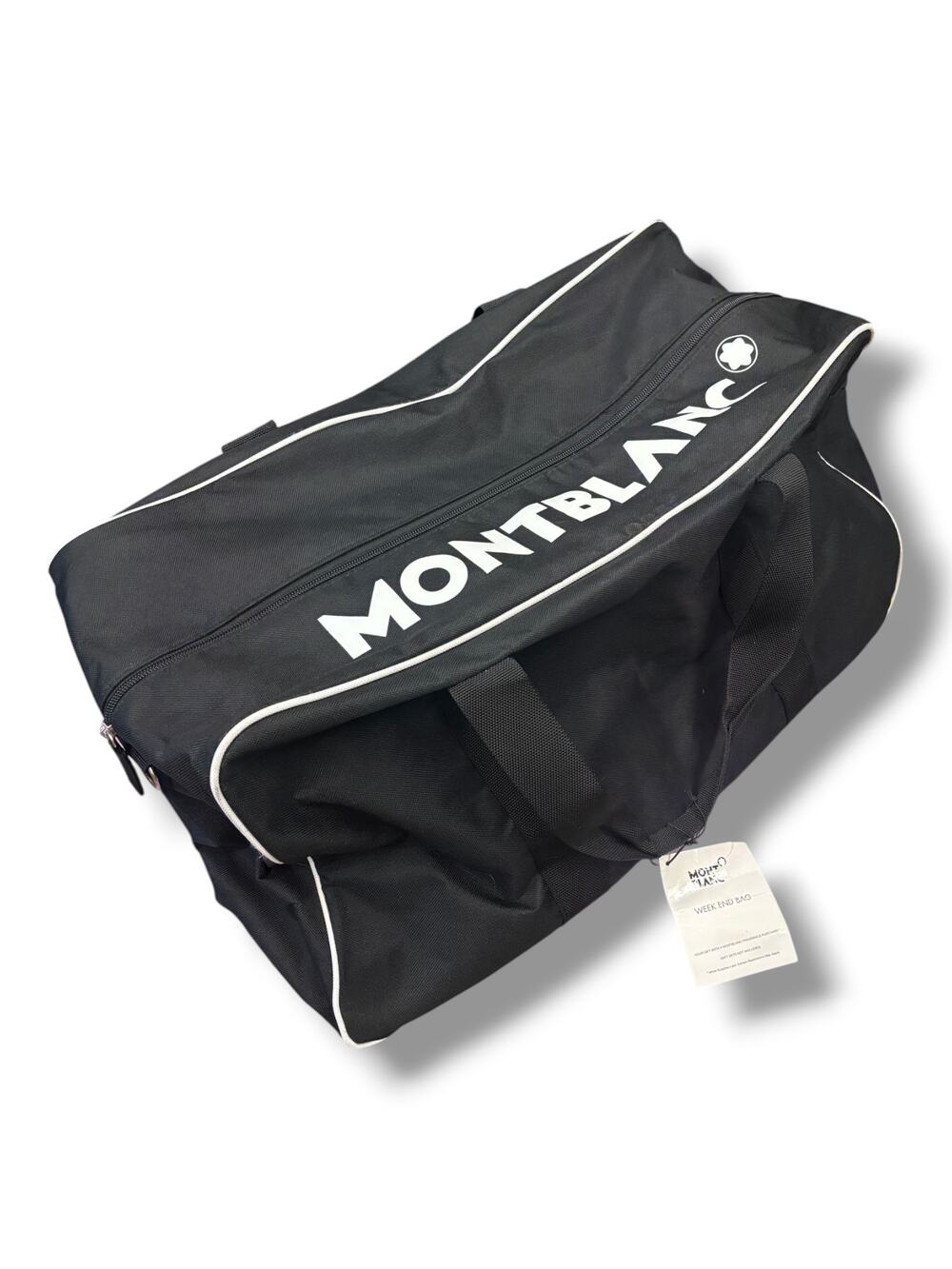 Montblanc Duffel Weekend Bag Black White Travel Gym Parfum Large NEW NWT